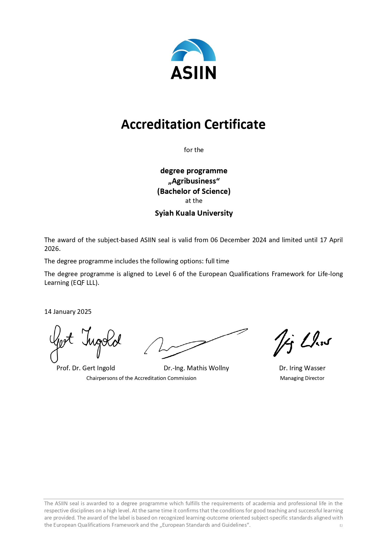 ASIIN Certificate Banda Aceh USK Ba Agribisnis 2024 12 06 EJ